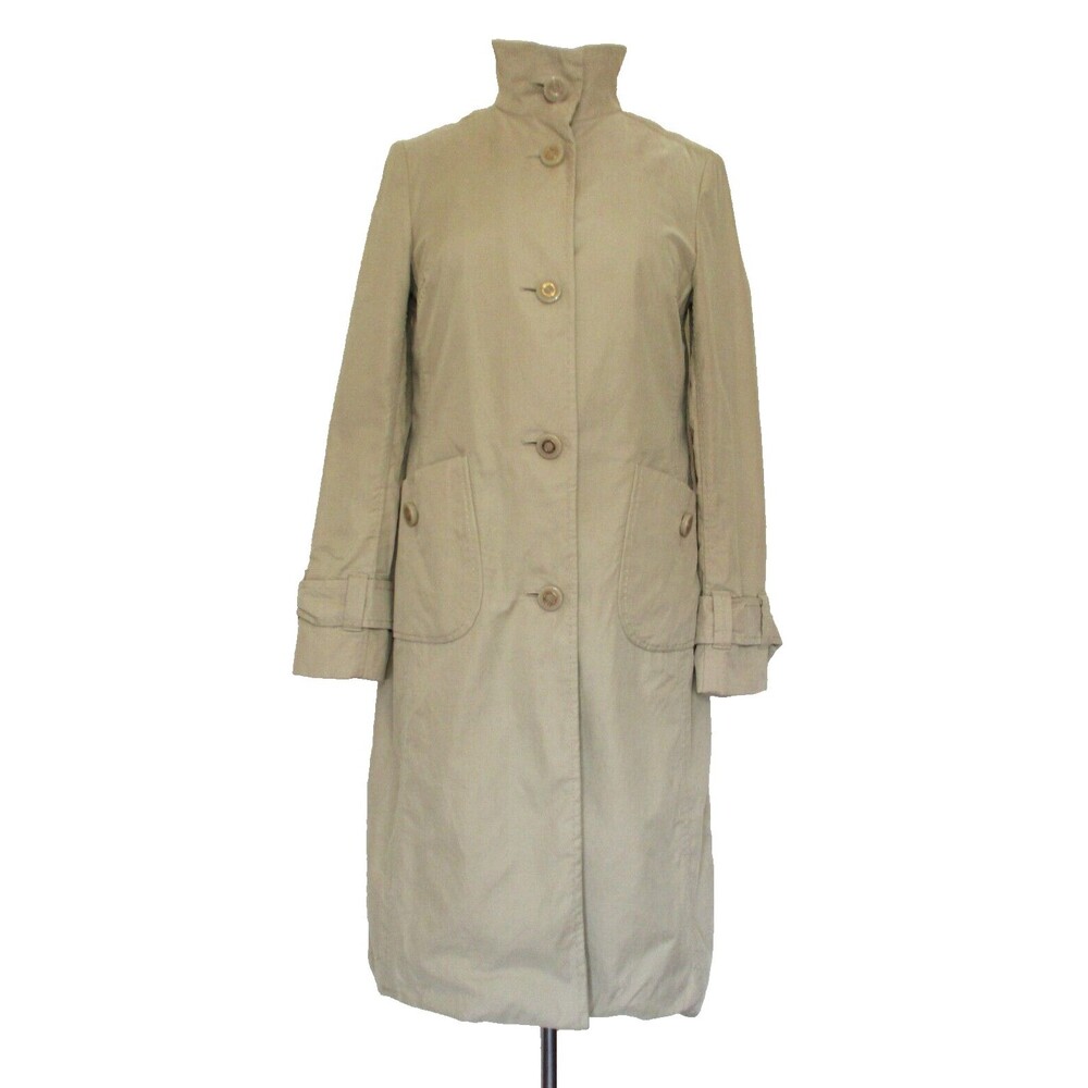 Tory Burch Trench Coat Size 4 Women Khaki Cotton Blend Logo Buttons